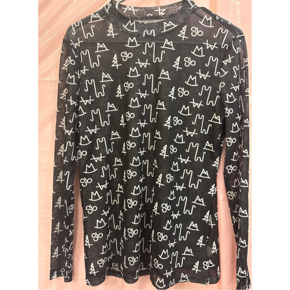 Women's MidWestern Merch Long Sleeve Sheer Tee Black & White